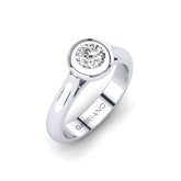 Gabriano Rumina  tektaş yüzük; GIA-HRD sertifikalı yuvarlak pırlanta ve beyaz altın montürün üstten görünüşü